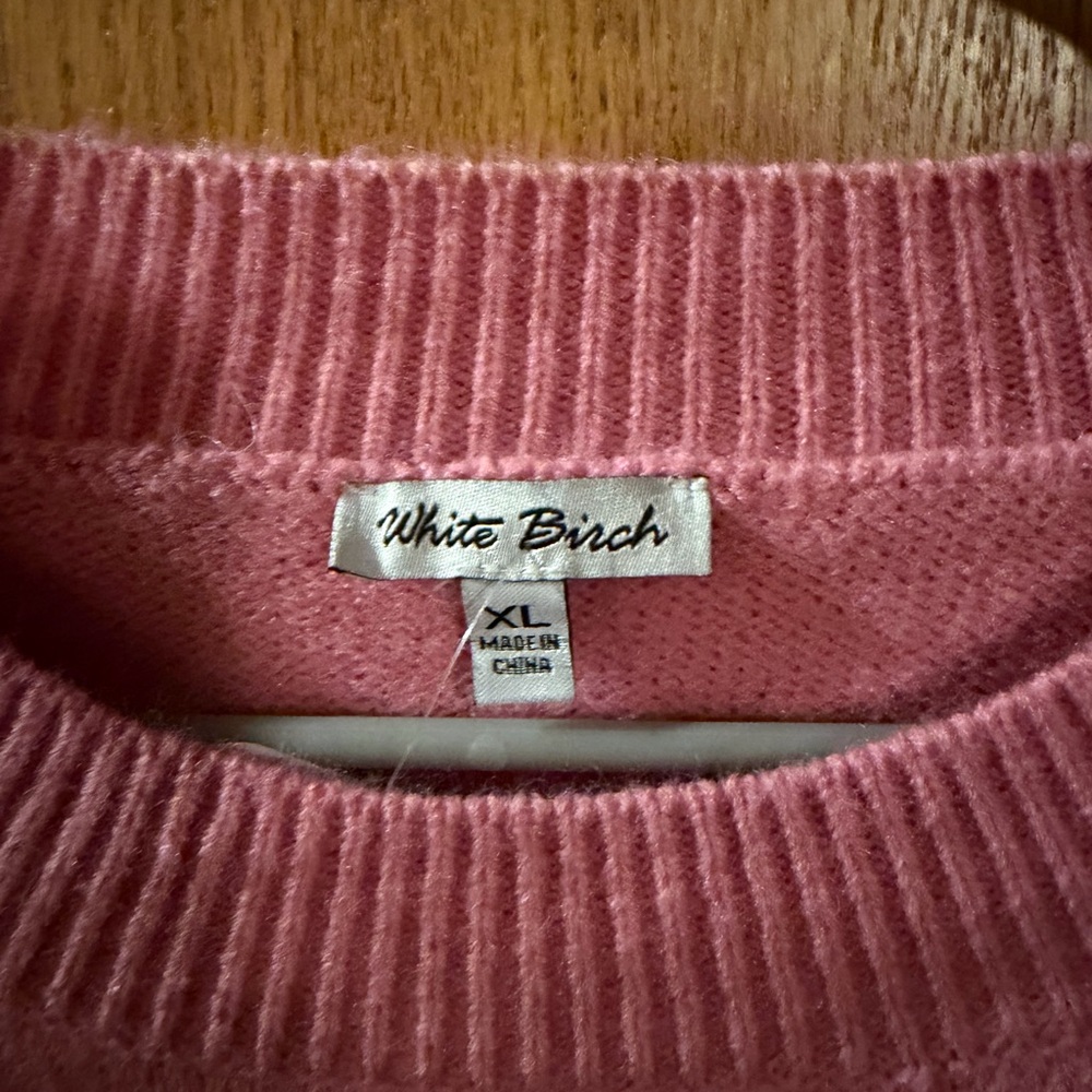 White Birch Pink Sweater with Black Heart - Picture 2 of 4